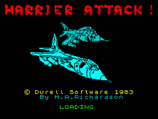 Harrier Attack title screen for ZX Spectrum